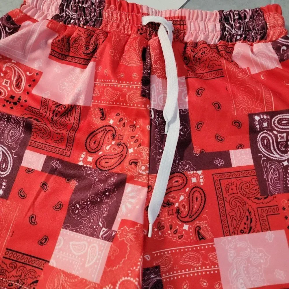 Blush Mark Womens Orange Paisley Elastic Waist Stretch Bermuda Shorts XS